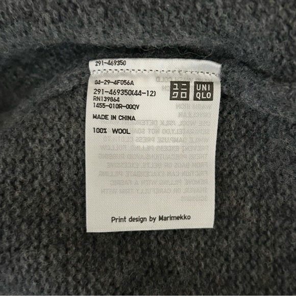 NEW Marimekko Uniqlo Gray Swirl Lambswool Long Sleeve Sweater Dress M - Picture 7 of 7